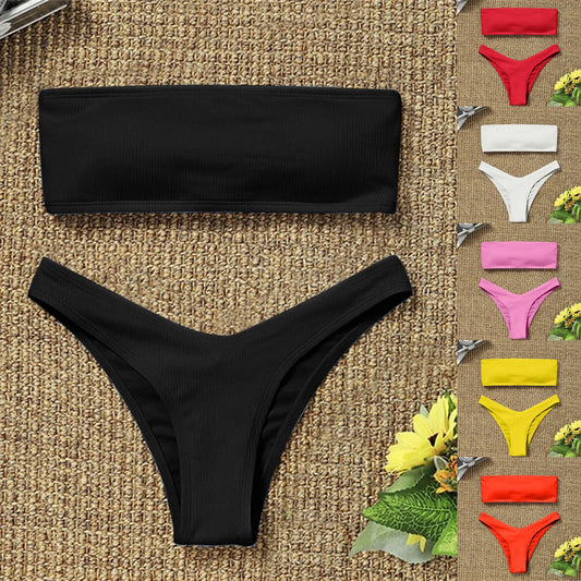 Women's Bikini High Waisted Tummy Control Two Piece Swimsuit Swimwear 2021 Girl Beach Bathing Suit Woman Fahsion Swimwear Spain