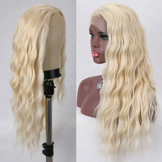 Blonde Lace Golden Front Lace Long Curly Wigs Nature Hairline