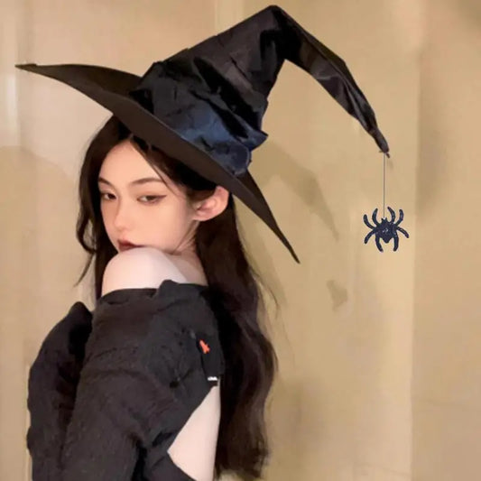 Large Ruched Witch Hat Fashion Angled Witch Hat Steeple Wizard Hat Popular Large Ruched Witch Hat Women Costume Accessory