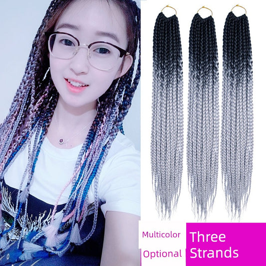 Three-Strand Braids Twisted Braided Wig Braids African Small Braids European and American Color Dreadlocks Women's Hair Extension Finished Product Colored Hair Band