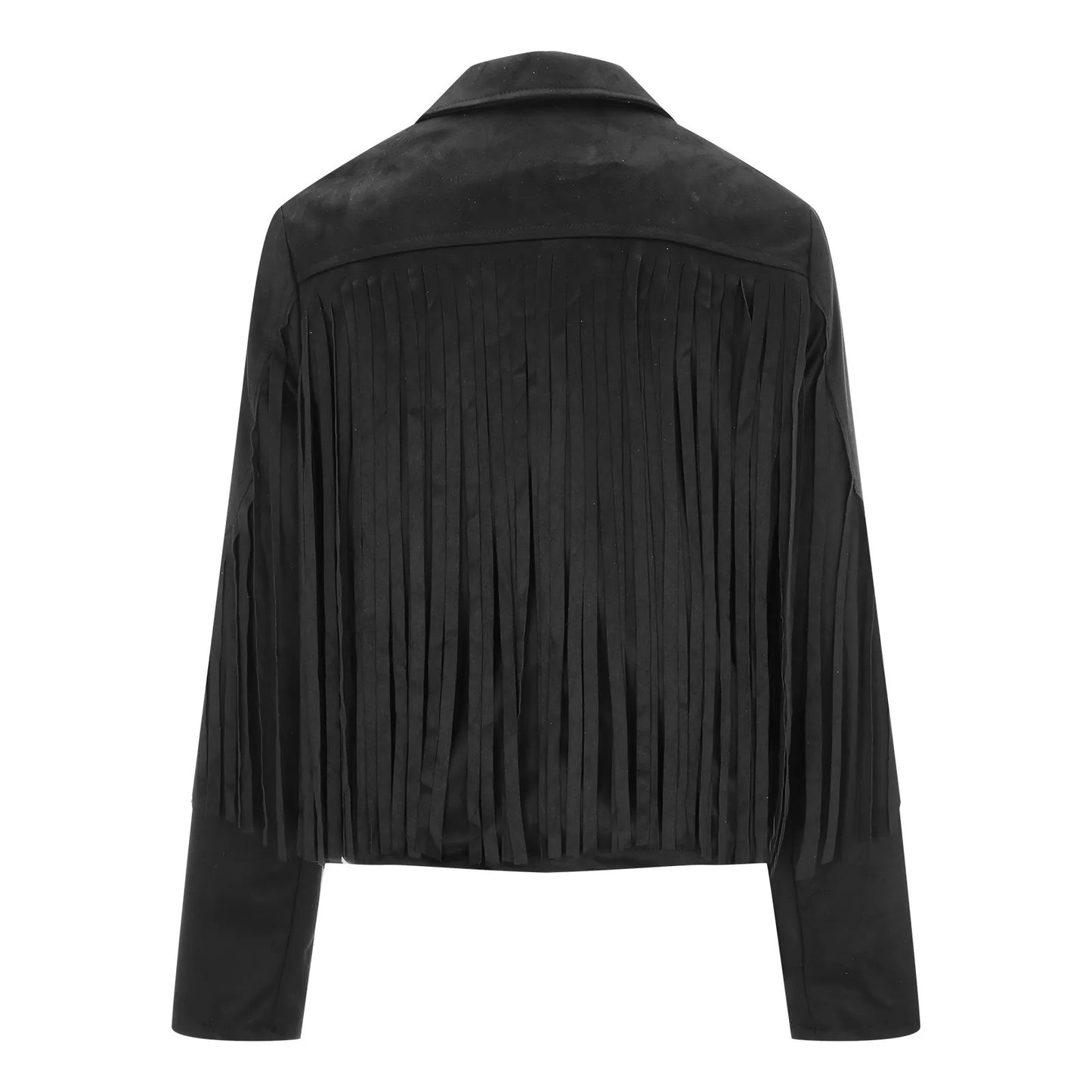 Winter Jackets For Women Fringe Suede Leather Jackets Tassel Motorcycle Cropped Coats Turndown Collar Open Front куртка женская