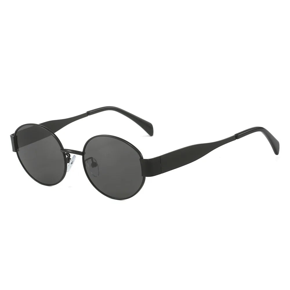 YOOSKE 2024 New Oval Sunglasses For Men Women Small Round Metal Fashion Sun Glasses Luxury Brand Designer Eyewear UV400