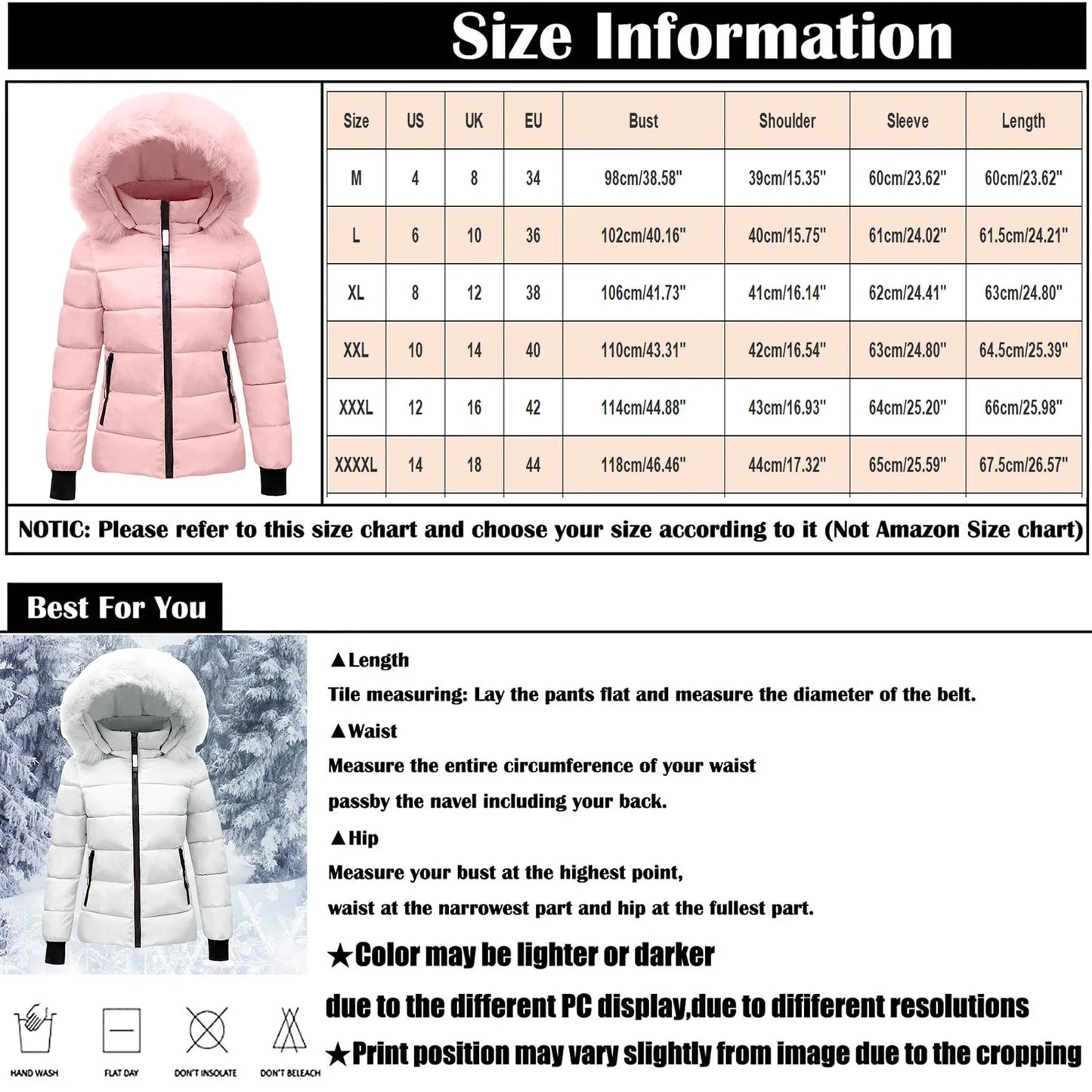 Pink Winter Cotton Puffer Coat Women Fluffy Hooded Zipper Thick Outerwear Lapel Windproof Warm Long Sleeve Down Jacket Fit Coats