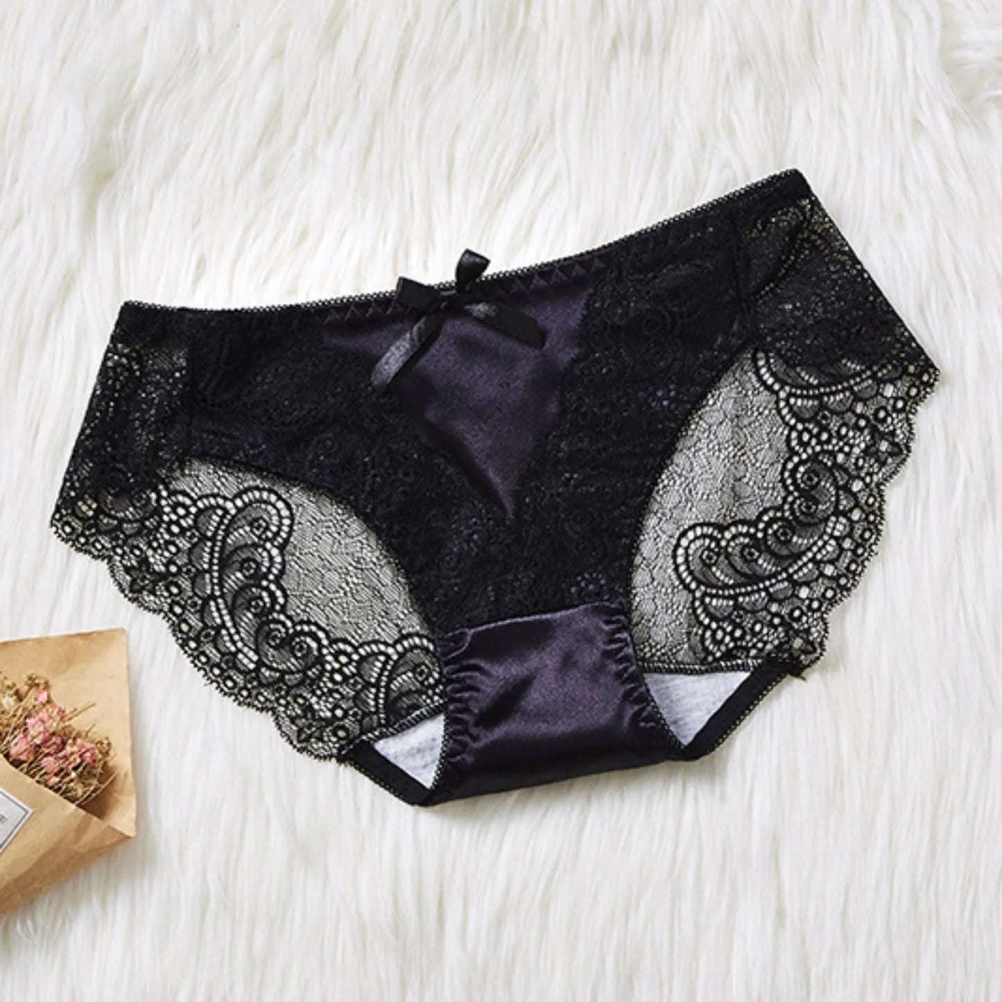 Lace Seamless Underwear For Women Retro Waist Pack Hip Triangles Pants Sexy Satin Hollowed Out Transparent Mesh Elastic Lingere